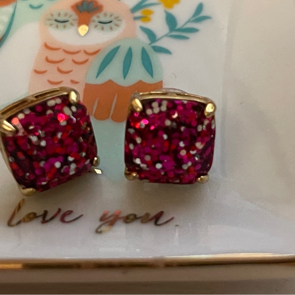 Kate Spade square glitter stud earrings. - Picture 4 of 4
